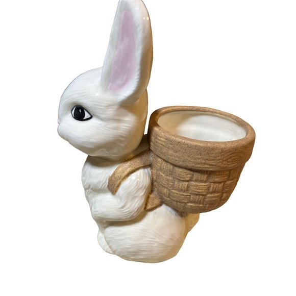 Easter Bunny Rabbit Ceramic Planter Vintage - Picture 4 of 12